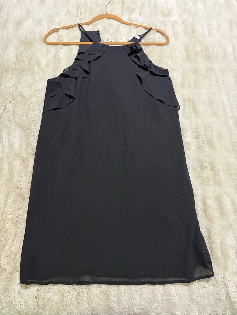 Women’s Naked Zebra Black Ruffle lined Halter Shift Dress Size Medium